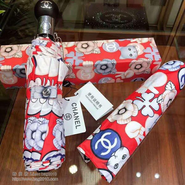 CHANEL香奈兒傘 時尚單品 招財龍貓 春夏新品 驚豔款 最新款山茶花 全自動UV晴雨傘  zm1015